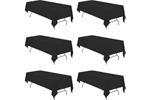 BRILLMAX 6 Pack Black Tablecloths for 8 Foot Rectangle Tables 60 x 126 Inch - 8ft Rectangular Bulk Linen Polyester Fabric Washable Long Clothes for Wedding Reception Banquet Party Buffet Restaurant