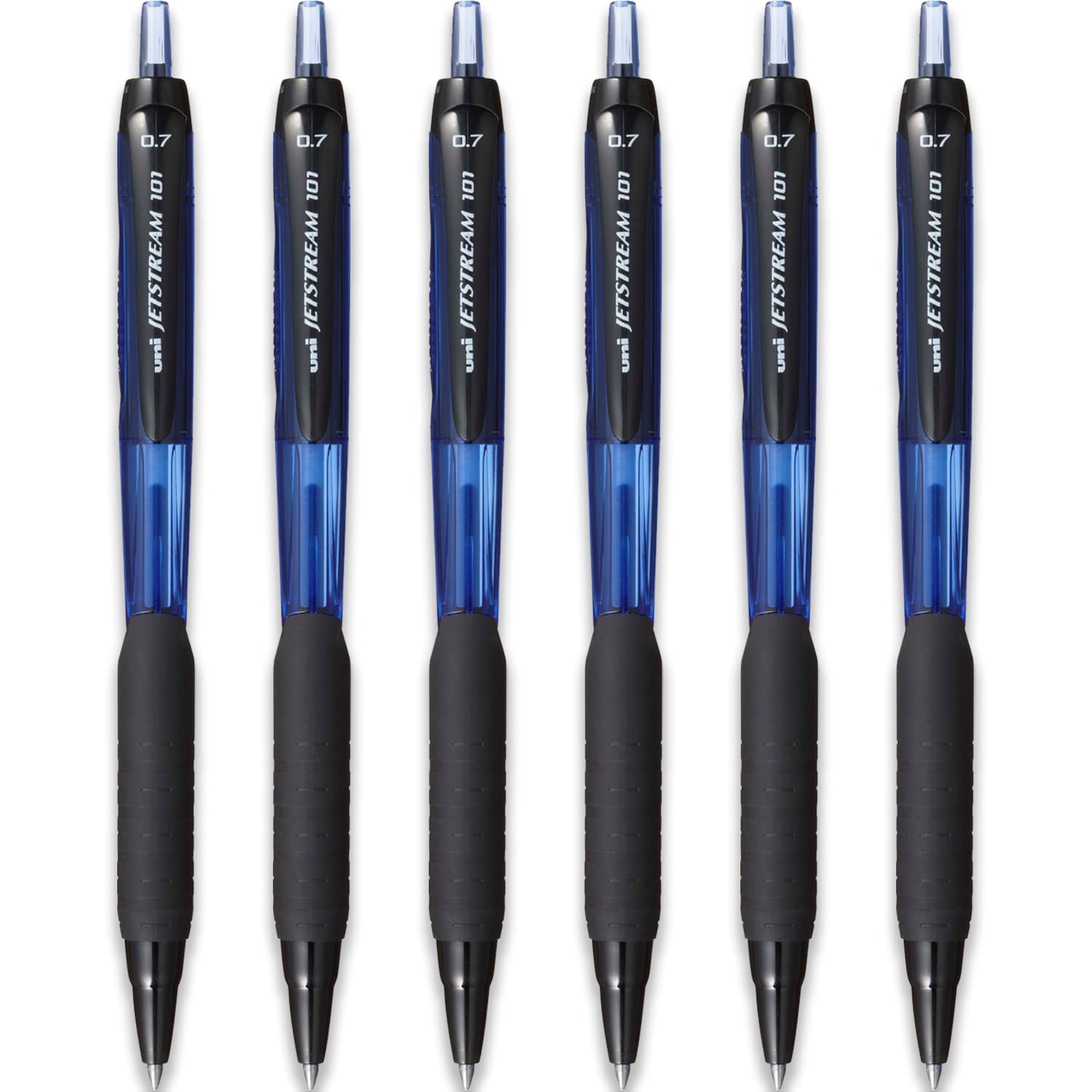 uni-ball Jetstream SXN-101-7N Retractable Rollerball Pens - 0.7mm Nib Tip - Blue Ink - Pack of 6