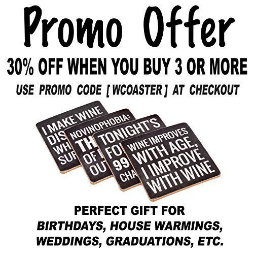 VinoPlease 4 Wine Coasters - Wine Gifts Accessory for Any Wine Enthusiast - Thumbnail 3