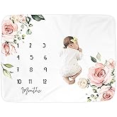Kute 'n' Koo Premium Fleece Baby Monthly Milestone Baby Blanket for Boy Girl | Large Personalized Photography Background Blankets | Thick Flannel for Mom Newborn