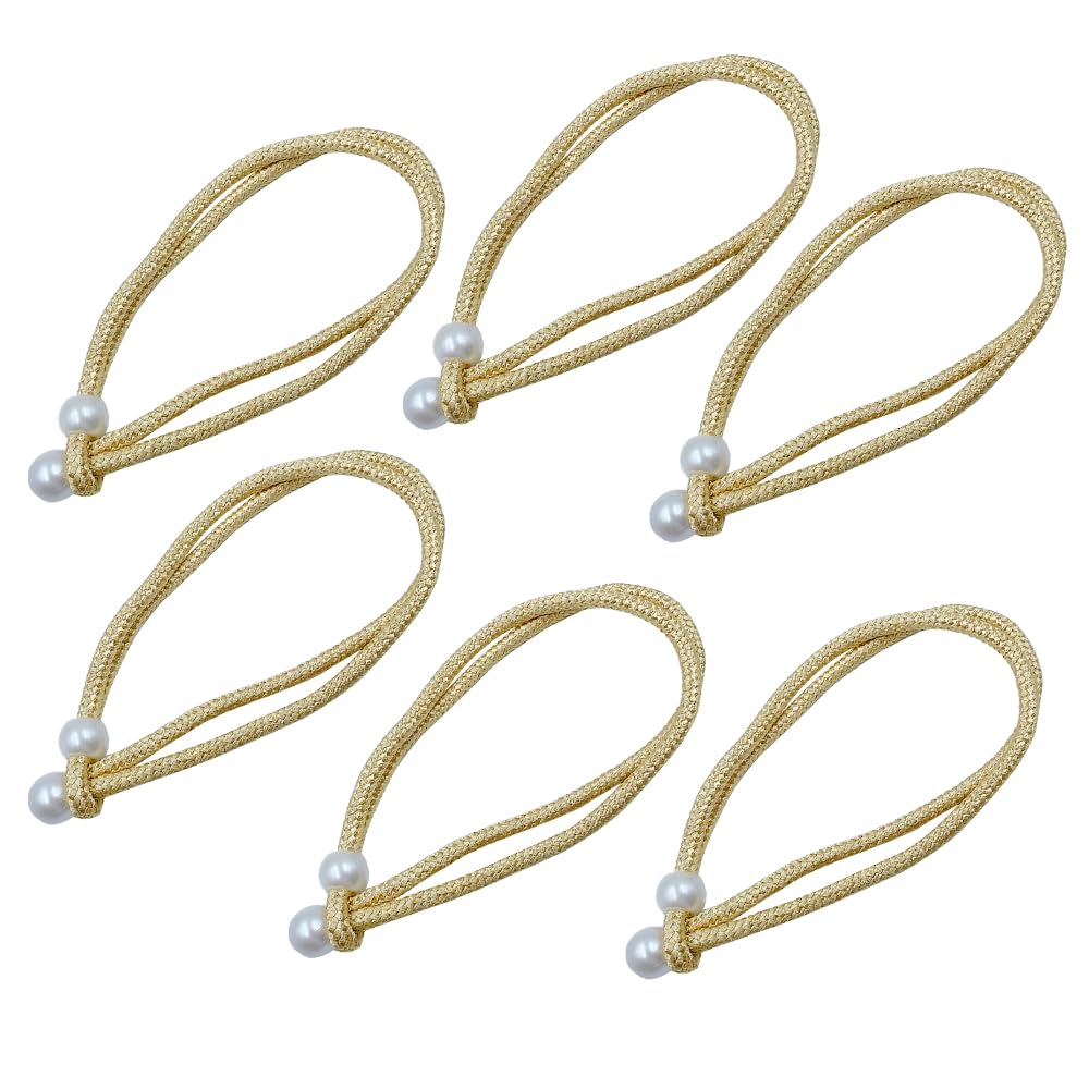 UMCHU 6 Pieces Braided Curtain Tie Rope Belt, Beaded Curtain Holdbacks 40cm, for Living Room, Bedroom, Cafe (Light Gold)