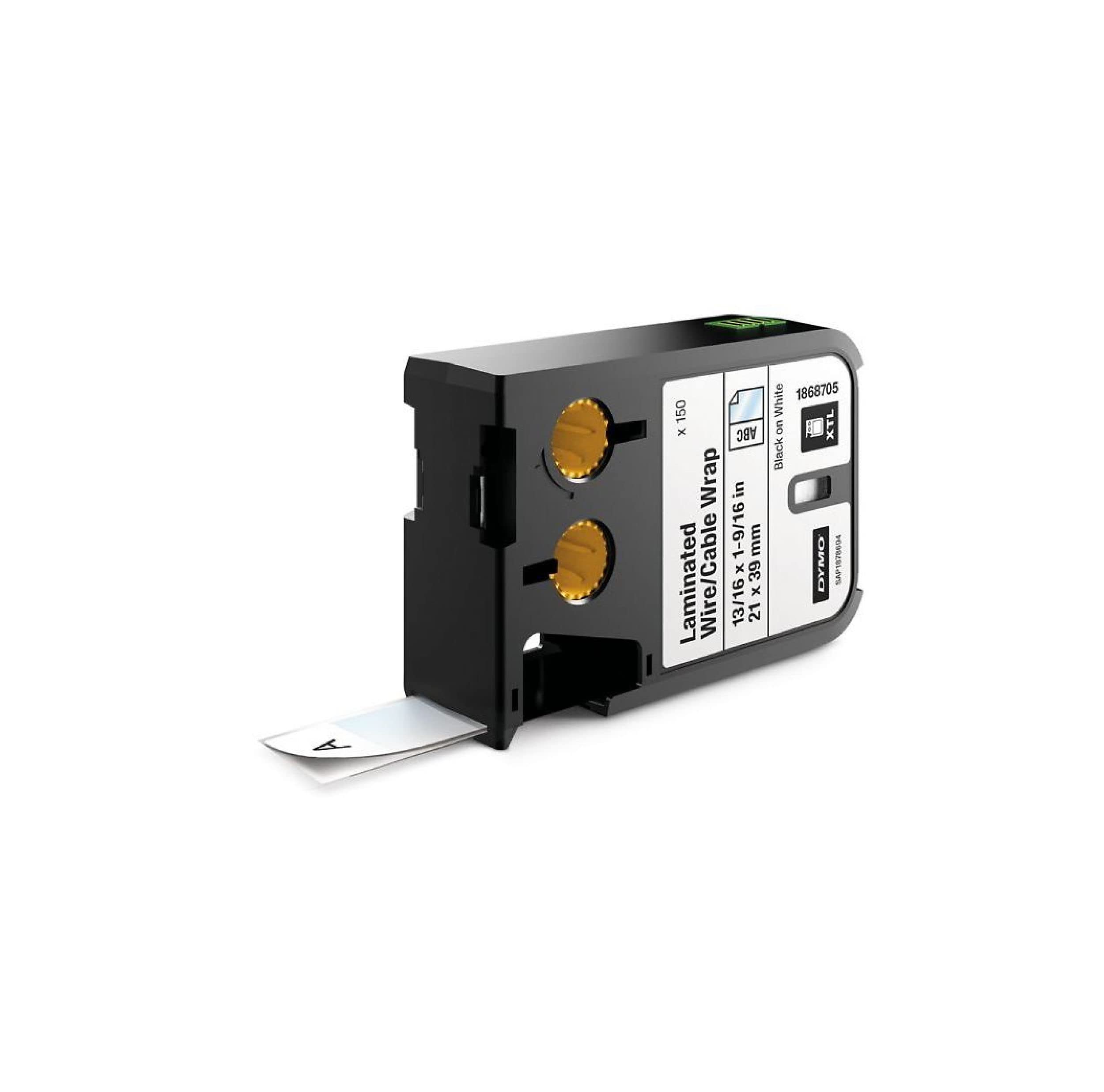 DYMO XTL Laminated Wire/Cable Wrap | 21 mm x 39 mm | Black on White