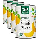 365 by Whole Foods Market, Organic Yellow Cling Peach Slices, 15 Ounce (Pack of 4)