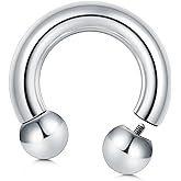 VCMART Internally Threaded Circular Barbells Horseshoe 00G-0G-2G-4G-6G-8G-10G-12G 12mm/16mm/19mm 316L Surgical Steel Pierced Body Jewelry Sold Individually