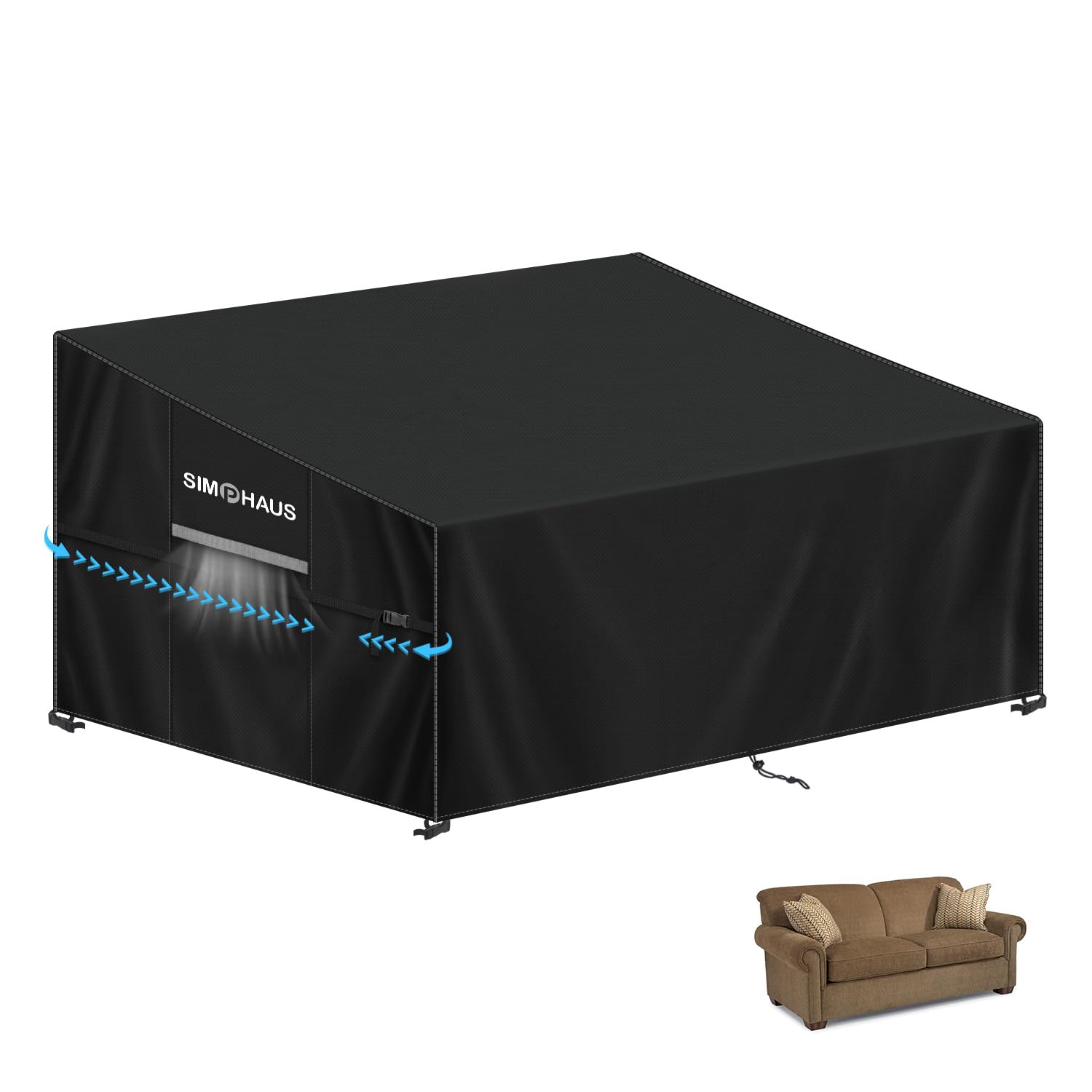 SIMPHAUS Outdoor Sofa Covers Waterproof 2 Seater Sofa Cover for Outdoor Furniture Pallet Garden Bench Covers Anti-UV 420D Oxford Fabric Garden Love Seat Cover 135x85x81/61cm