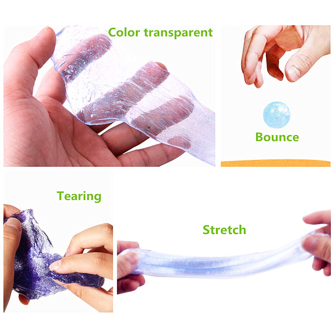 2PC Clear Slime, Transparent DIY Slime Supplies Kit Bounce Blue Silly Putty Liquid Glass Surprise Toys for Girls Boys 2 PCS Handgum