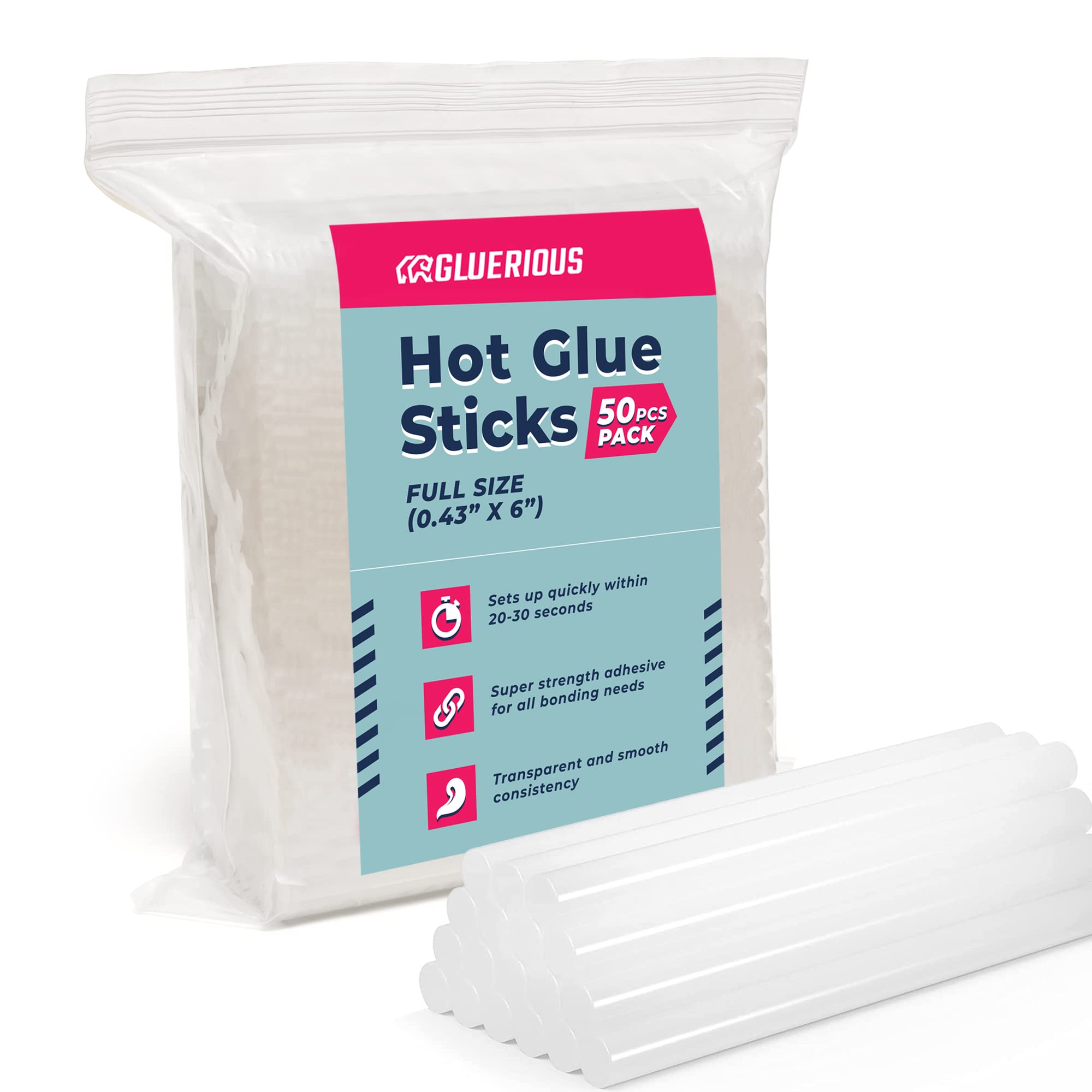 Photo 1 of 50pcs Full Size Hot Glue Sticks for Large Glue Gun, 0.43x6 inches Large Glue Sticks, Bulk-Pack for Arts Crafts DIY Fabric Gluing & More