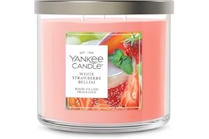 Yankee Candle White Strawberry Bellini Scented Candle, 14.5oz 3-Wick Candle Jar with up to 40 Hours Burn Time, Giftable