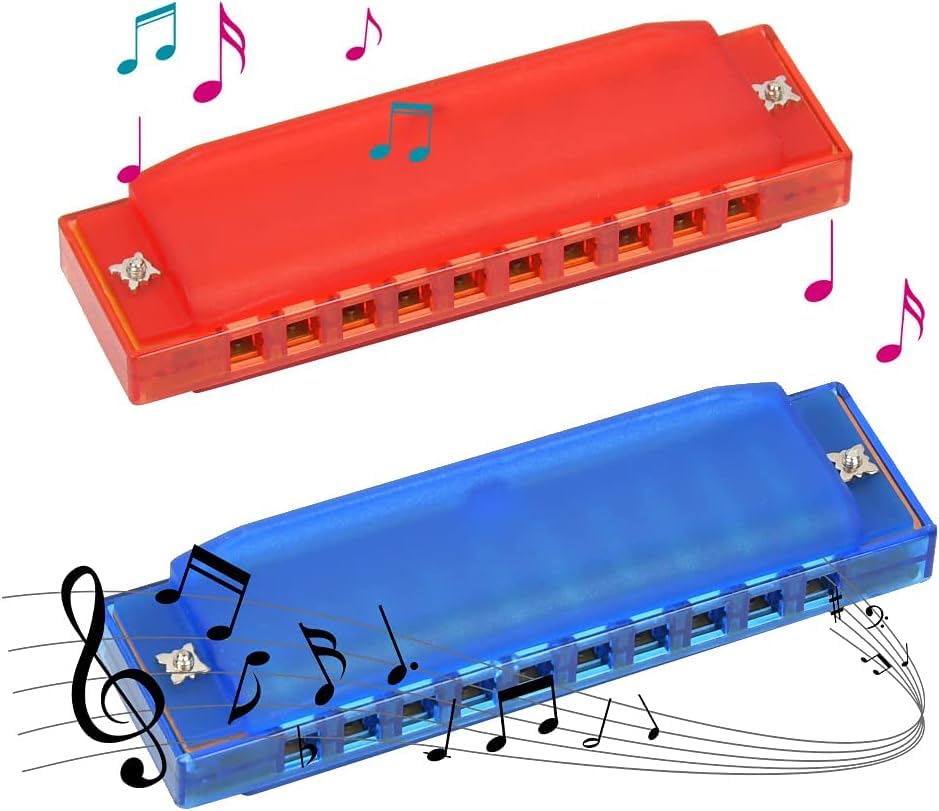 OctBird 2 Pcs Harmonica 10 Hole 20 Tunes Diatonic Harmonicas with Storage Bag Suitable for Beginners Homophonic Harmonica, Children’s Gifts, Students Wind Instruments
