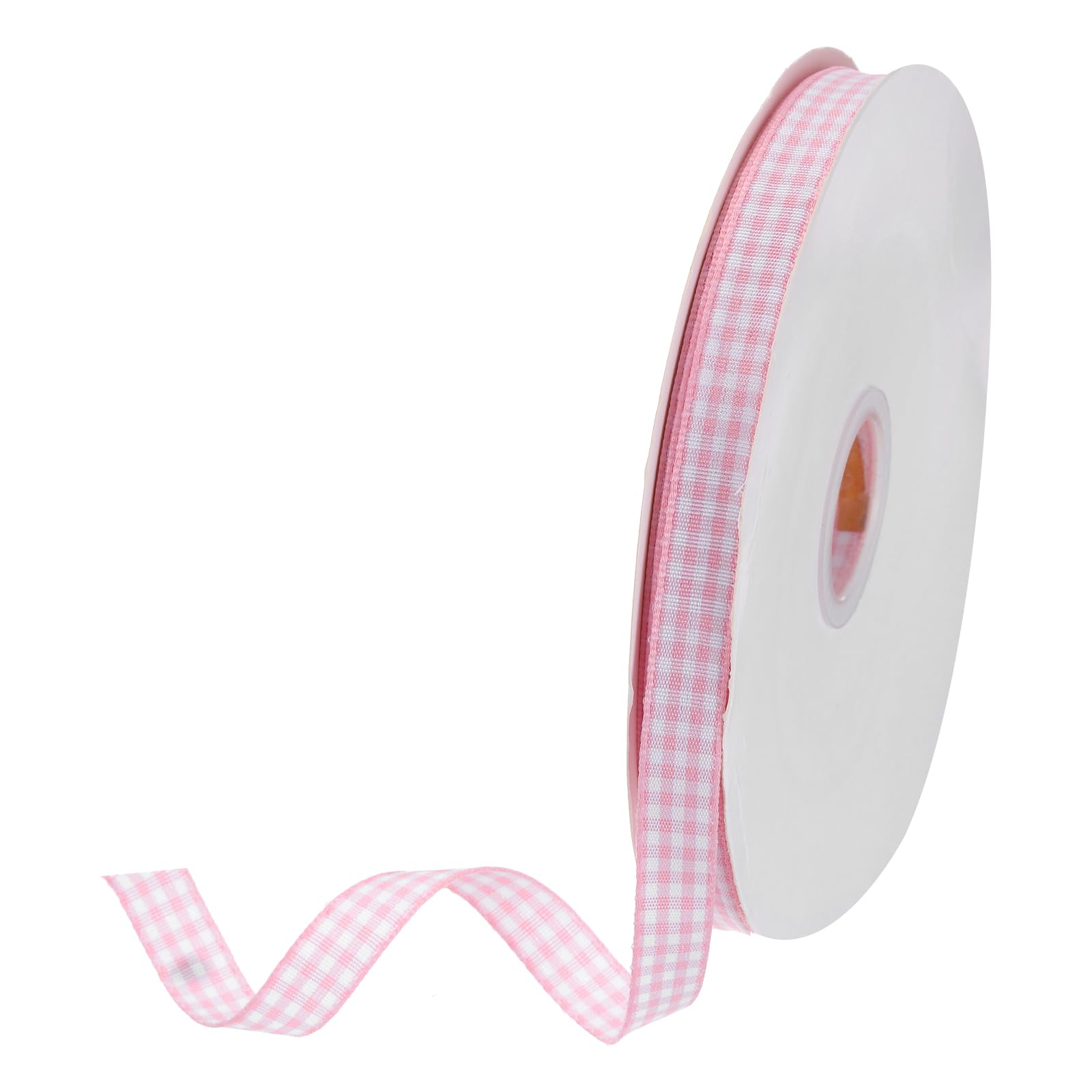 DMiotech 3/8 Inch 50 Yards Gingham Ribbon, Checkered Ribbon Plaid Ribbon for Gift Wrapping Decoration Art Craft DIY, Pink and White — image 1