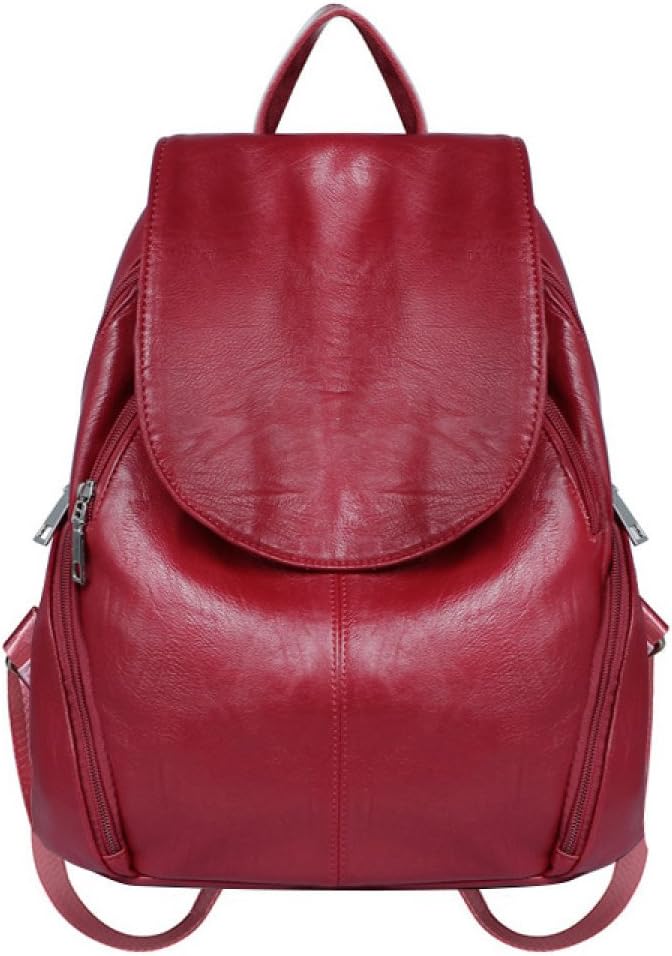 Women's Waterproof Fashion Backpack Soft Leather PU ​​Joker Casual High Capacity 14 Inches Computer Backpack Outdoor Travel Hiking Shopping Schoolbag,Red-OneSize