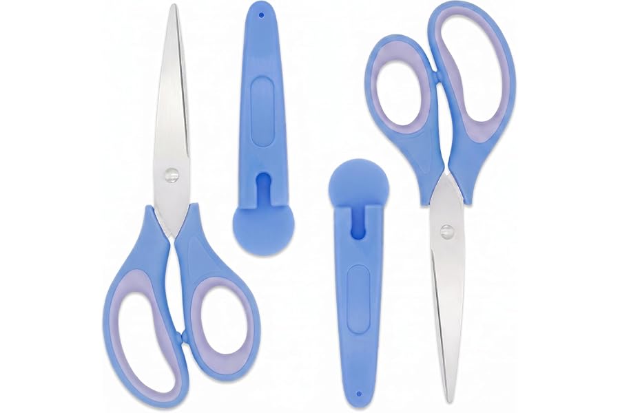 2-Pack 6.3-inch Blue Comfort Grip Scissors for Office, Crafts & School - Ultra Sharp Blades, Durable, Ideal for Kids & Adults Yard, Patio, Garden Cleaning