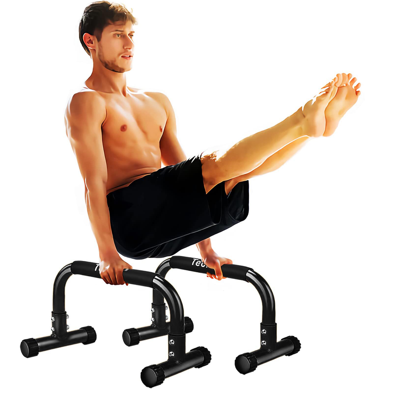 Photo 1 of Teclor Push Up Bar,9.5in High Parallettes Bars Great for L-sit, Sturdy Steel Structure Black Push Up Bars for Men & Women, Full Planche & Dips, Heavy-duty No Wobbling Calisthenics Equipment MAX Capacity 660LBS,Floor Workouts Calisthenics Equipment
