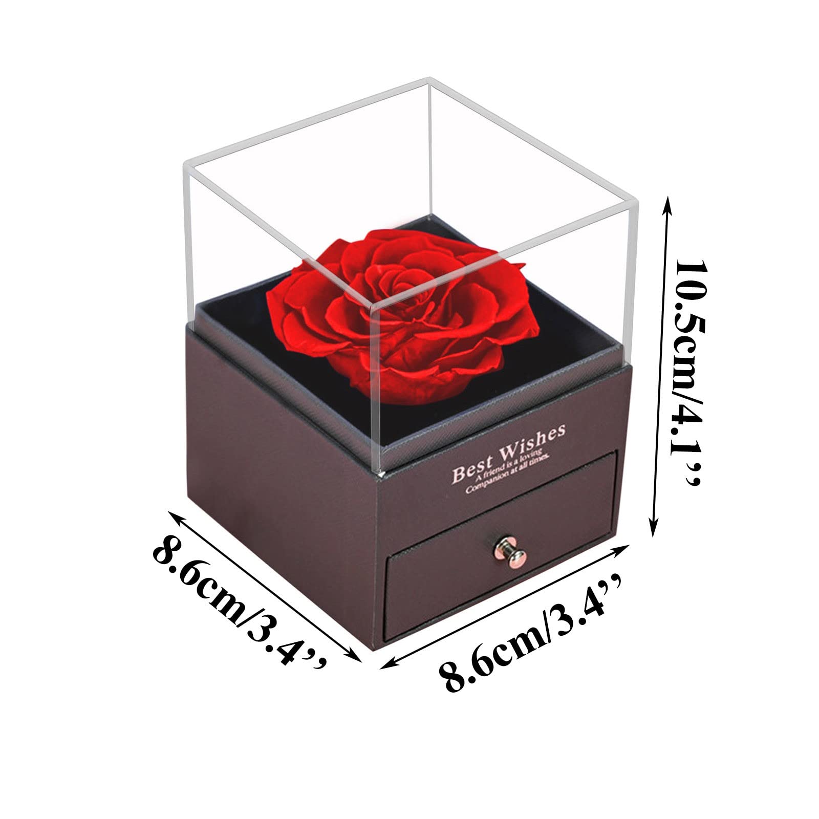 Rose Eternelle Avec Argent 925 Collier Coeur,Pendentif Coeur Avec Rose ConservéE,Collier Femme BoîTe De Roses,Rose StabiliséE Rouge,Amour Cadeau, Fete Des Meres, NoëL, Saint-Valentin,Anniversaire (A)