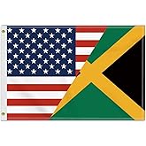 2×3 FT Jamaica USA Friendship Flag, Medium 60×90CM 150D Jamaican Outdoor Banner,Double Side Printing American Decor For Patio Garden With Brass Gromment