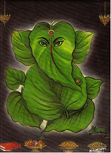 Retcomm Solutions Lord Ganesha Leaves Frameless Canvas Painting (22.86 cm x  0.12 cm x 30.48 cm): Amazon.in: Home & Kitchen