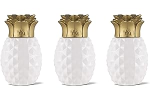 TIKI Brand 3-Pack Table Torch Glass Pineapple White and Gold - Decorative Outdoor Torch for Backyard, Lawn, and Patio, 6.5 in, 1117077