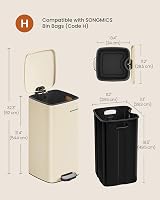 SONGMICS Kitchen Bin 8-Gallon 30 L Stainless Steel Pedal with Inner Bucket view 7