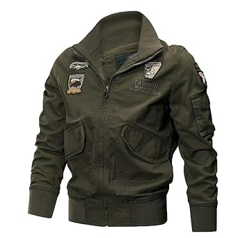 Winterjacke Herren UFODB Militär Jacke Männer Pilotenjacke Outdoorjacken Solid Zipper Jacket Langarm Sportjacke Wanderjacke F