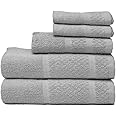Bronz Bundlz Grey Towel Set of 5 (2- Bath Towel 24in x 44in, 1- Hand Towel 15in x 25in, 2- Wash Cloth 11.5in x 11.5in)