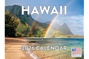 POSTER FOUNDRY Hawaii Calendar 2026 Hawaiian Tropical Beach Maui Kauai Monthly Wall Calender 12 Month | American Made In The USA