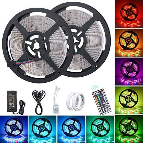 LED Light Strip, SNKYY Waterproof Led Strip Light 32.8 Ft SMD 3528 600Leds RGB Color Changing Lights Rope Kits with 44 Key Ir Controller Power Supply for Home Kitchen Indoor Christmas Decoration