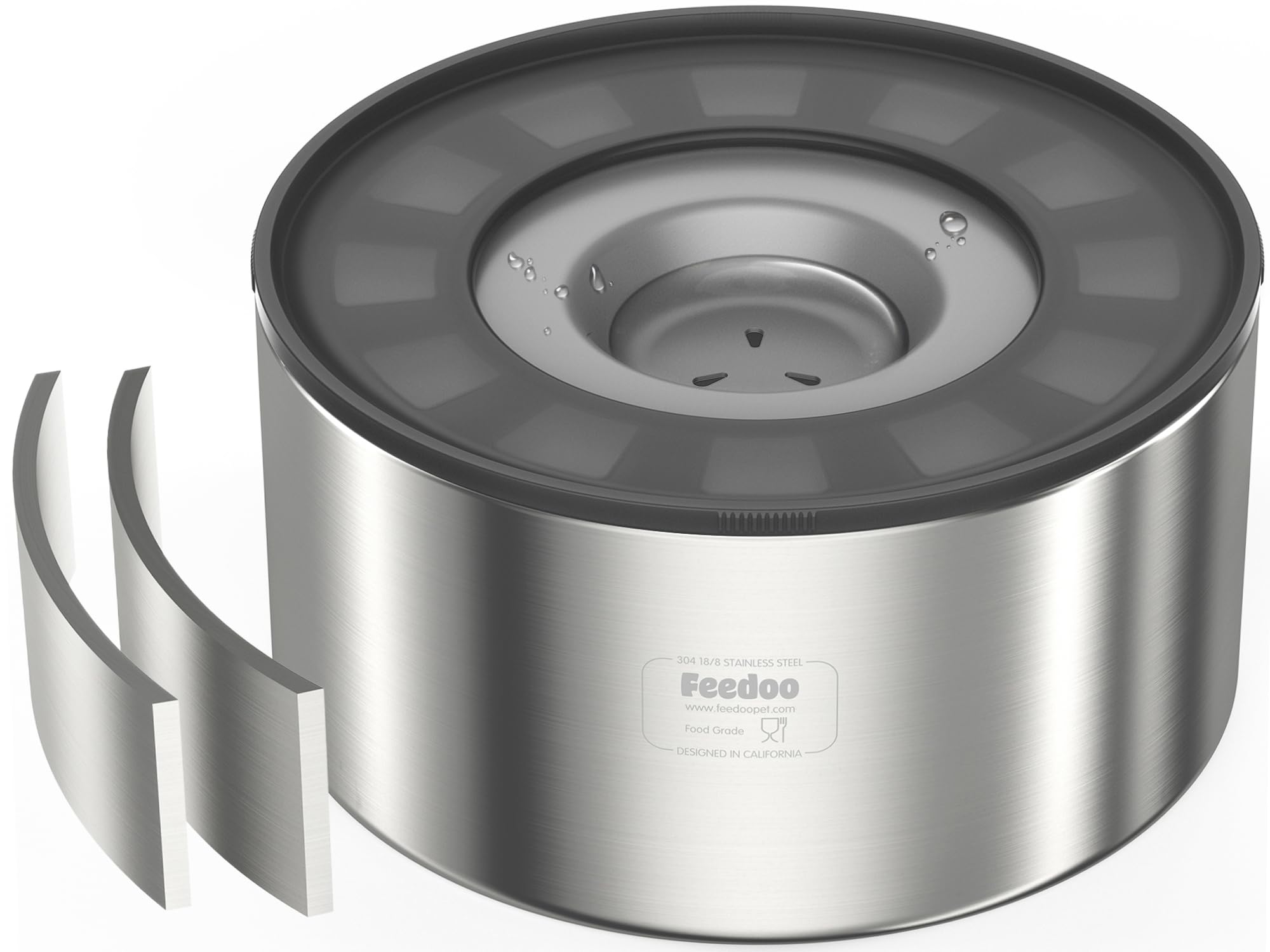 Photo 1 of Feedoo 1Gallon No Spill Water Bowl for Dogs, Double-Wall Stainless Steel with Splash-Proof Paws Lid and Floating Disk, Non-Slip Base, Easy to Clean Slow Water Feeder for Large Medium Dogs