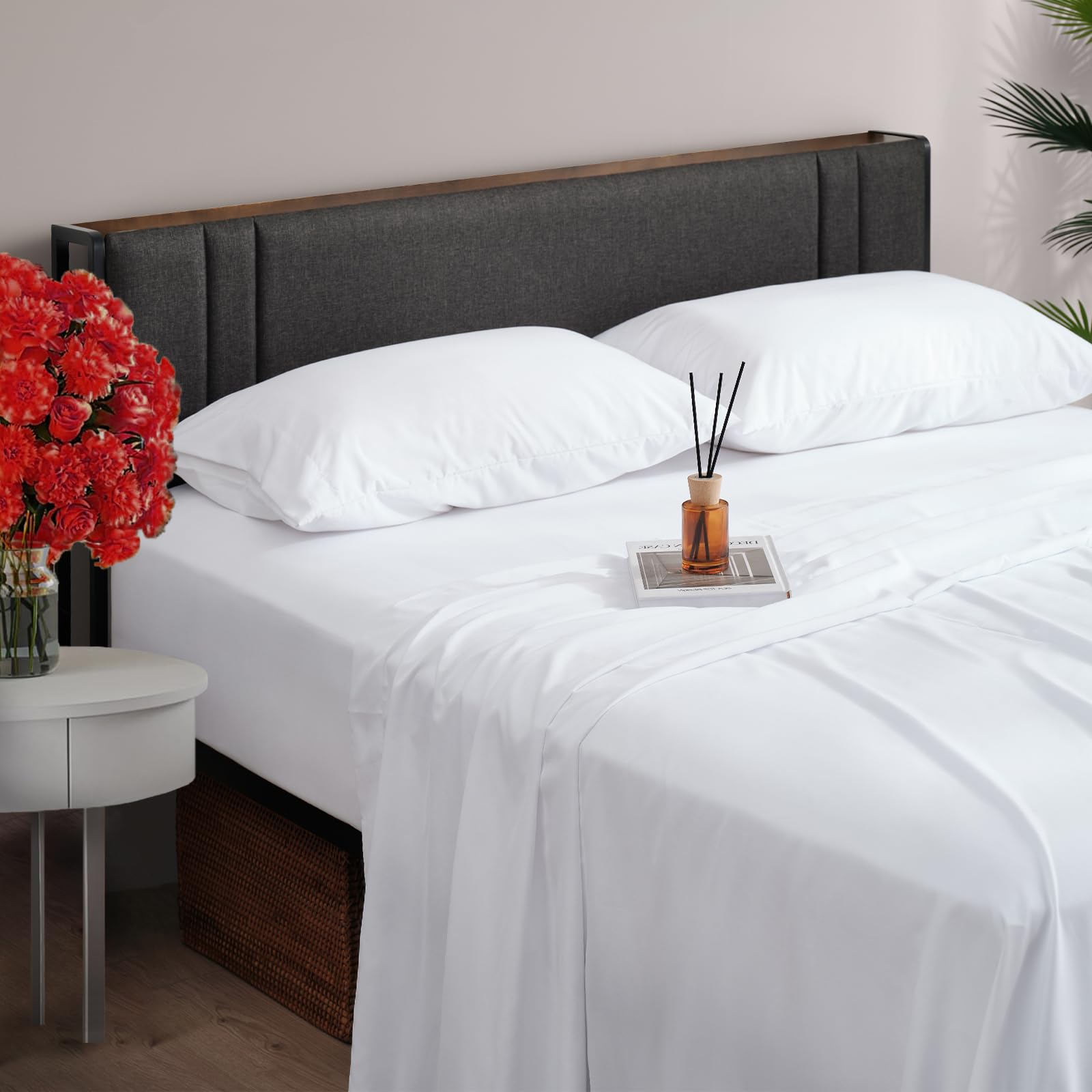4 Piece Queen Size Bed Set, Upgraded Cooling Deep
