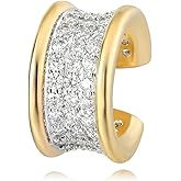 MTMY Gold Ear Cuff Earring for Women 14K Gold Plated Cubic Zirconia Non-Pierced Clip on Cartilage Chunky Ear Cuffs Hypoallergenic Jewelry