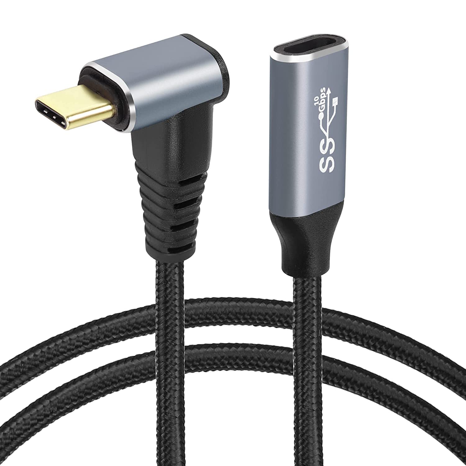 GELRHONR USB C Extension Cable 100W Type-C Fast Charge Male to Female Extender, 90 Degree USB C 3.1 Gen 2 Cable 10 Gbps 5A Fast Charging,for M/acBook Pro 2022, i/Pad Pro, XPS, S23 S22 Ultra-1M — image 1