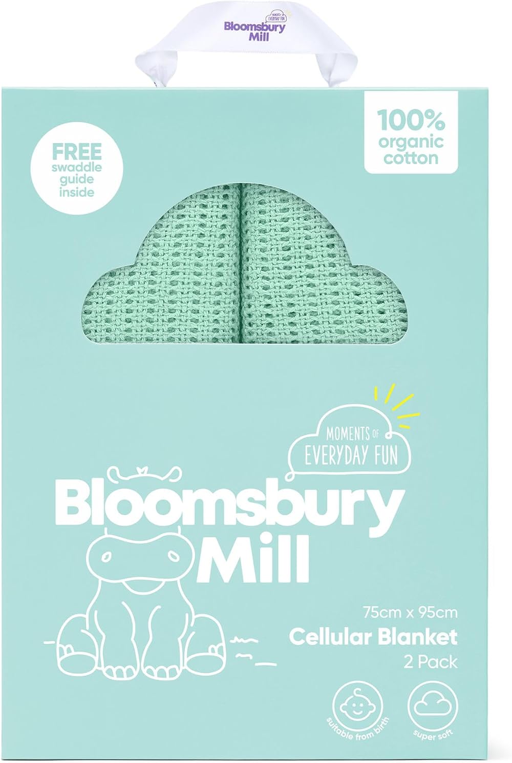 Bloomsbury Mill 100% Organic Cotton Cellular Baby Blanket Pack of 2 Green
