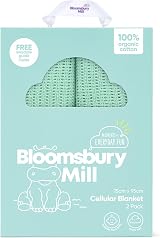 Bloomsbury Mill 100% Organic Cotton Cellular Baby Blanket Pack of 2 Green