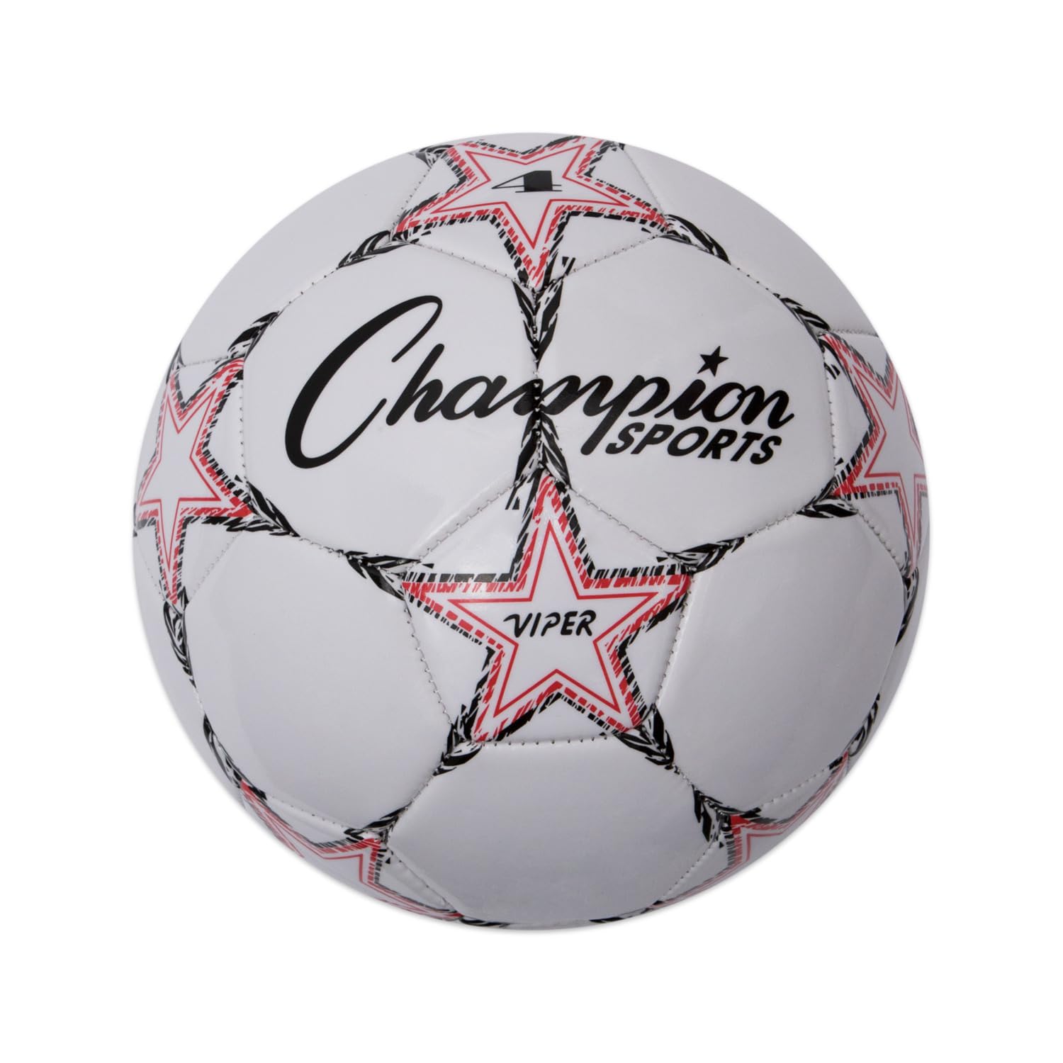 Photo 1 of Champion Sports Viper Soccer Ball, Size 4 – Soft Touch TPU Cover, Airlock Bladder – Ages 8-12 – Red/Black/White
