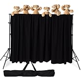 Niyanghome Classroom Puppet Stage, Puppet Show Theater with 2 Tripods, Cross Bar, Curtain and Carrying Bag, Portable Stage Suitable for School, Churches, and Family Shows