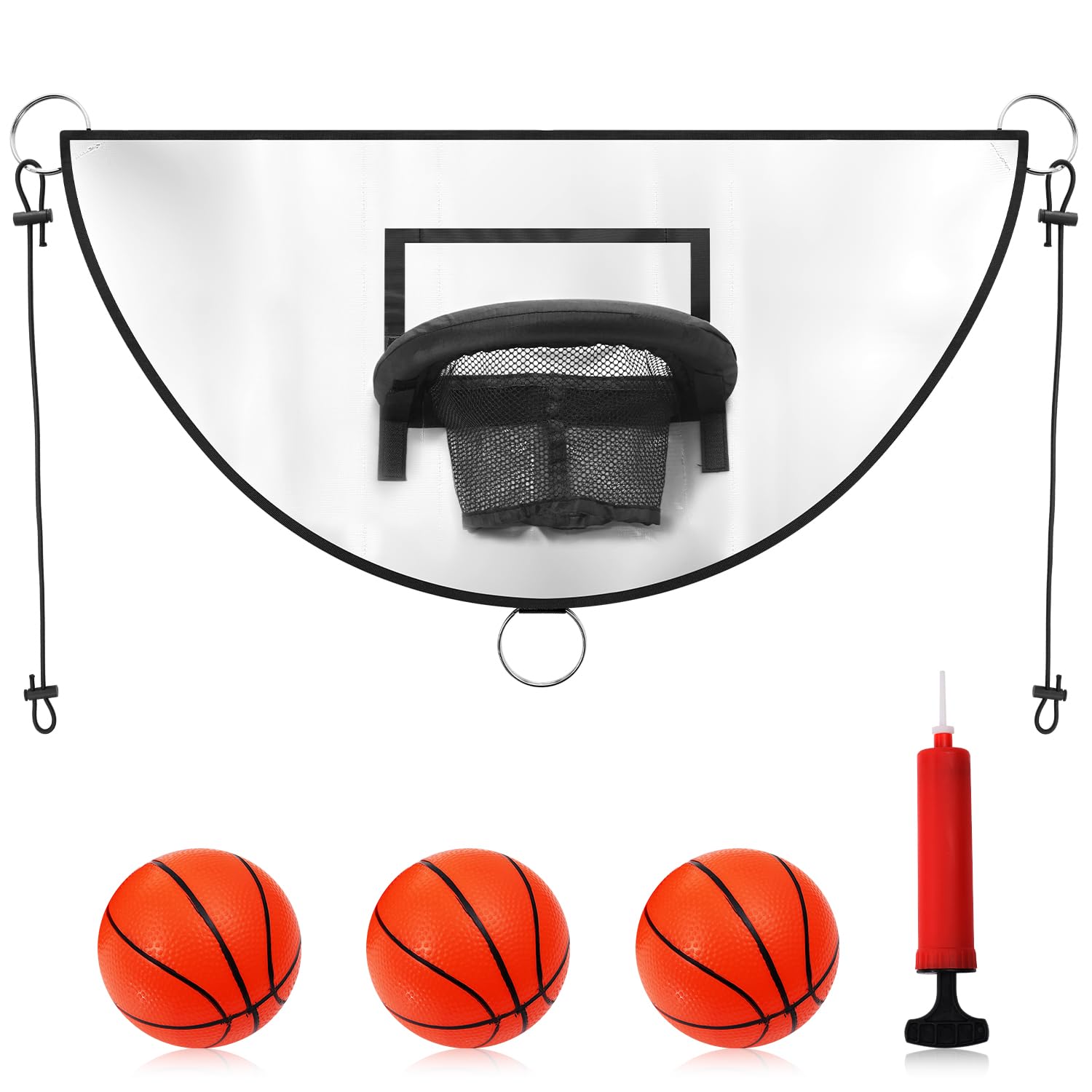Trampoline Basketball Hoop, Breakaway Rim for Dunking Trampoline Basketball Attachment Goal Trampoline Accessory with Mini Basketballs for Basketball Lovers Kids Adults Indoor Outdoor Use
