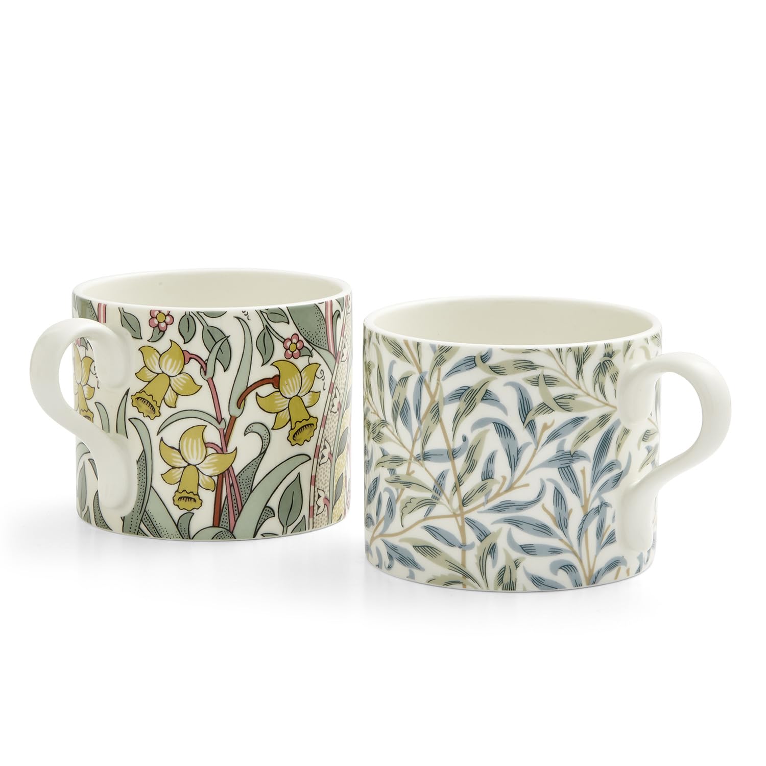 Spode x Morris & Co Set of 2 Coffee Mugs - Stylish and Durable, Perfect for Tea or Coffee, Daffodil Design, Dishwasher & Microwave Safe, Presented in a Giftable Box, Ideal for Everyday Use or Gifting