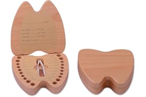 Baby Teeth Keepsake Box Artinova Wooden Box Tooth Shaped Box for Boys Girls, ARTA-0060