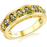 AGRULE Channel Set Gemstone Wedding Band 5.8mm Thick Chunky Amethyst Emerald Ruby Sapphire Ring 2 Carat Oval Cut 925 Sterling Silver 7 Stones Anniversary Band Rings for Men Women