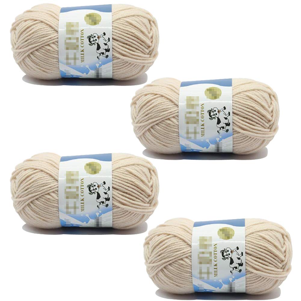 4 Rolls Soft Cotton Knitting Yarn,Crochet Blend Milk Cotton Yarn,for Crochet Projects