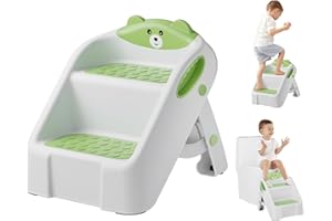 BONBAY Step Stool for Toddlers, Toddler Step Stool for Bathroom Sink, Foldable Non-Slip Kids Stool with Handle, 2 Step Stools for Kids, Toddler Stool for Kitchen Bedroom Counter Sink