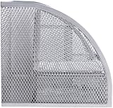 OKPOW Mesh Desk Organiser 6 Compartments with 1 Slide Drawer Silver view 3