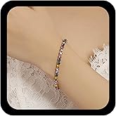 Allereyae Boho Rainbow Tennis Bracelets Silver Cz Square Bracelet Colorful Crystal Bracelets Multicolor Gemstone Bracelet Adjustable Rhinestone Hand Chain Party Prom Jewelry for Women