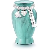Dletay Small Urns for Human Ashes Keepsake 2.85 Inch Mini Cremation Urns for Mom Dad Aluminum Small Urns for Ashes Mini Keepsake Sharing Urns-Mint Green