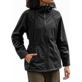 Yousify Womens Rain Jackets Lightweight Waterproof Raincoat Windbreaker Hooded Trench Coats with Pockets Cycling Bike Jacket