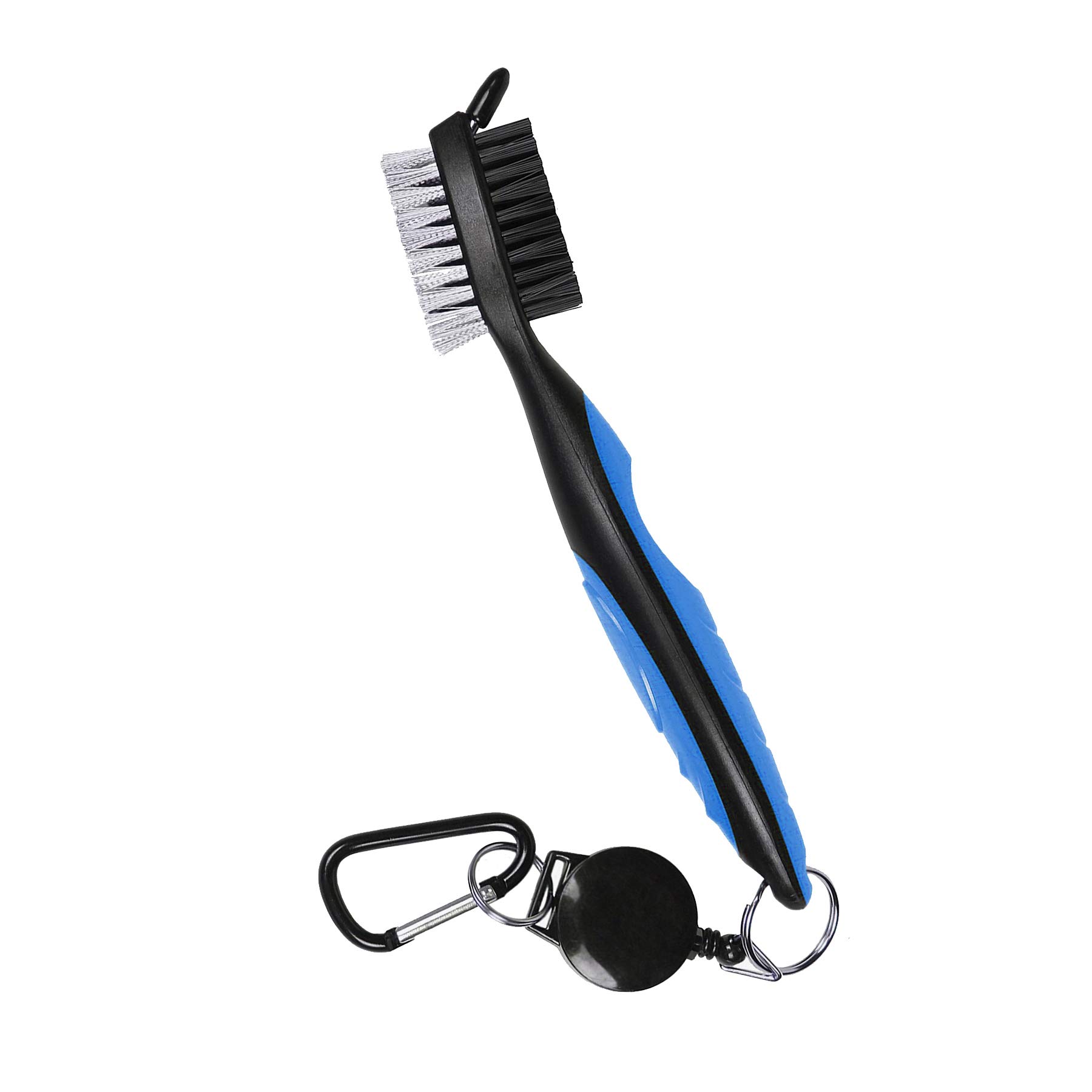 Tyouki Golf Club Brush and Groove Cleaner, Nylon & Steel Brush Golf Clean Tool with Retractable Zip-line, Aluminum Carabiner - Lightweight/Ergonomic Design/Easily Attaches to Club Bag