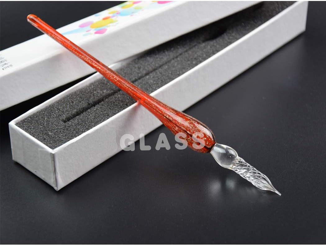 SIPLIV Handmade Glass Dip Pen - Vintage Crystal Signature Pen - Red - Image 5
