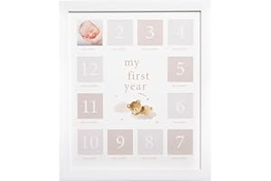Kate & Milo Baby’s First Year Picture Frame with Bear Design, Photo Collage for Newborn Monthly Milestone Memories, Months 1-