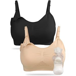 4HOW Pumping Bra Hands Free Nursing Pumping Bra All in One Wireless Padded Maternity Bralette for Large Bust