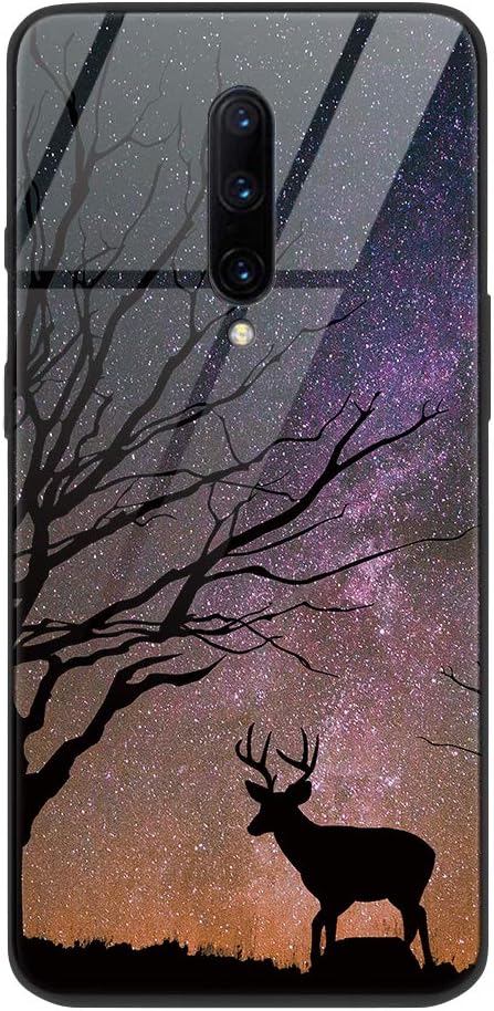 ZhuoFan OnePlus 7 Pro Case, [Anti-Scratch] Shockproof Patterned Tempered Glass Back Cover with Soft TPU Gel Silicone Bumper Phone Cases Skin for One Plus 7Pro Smartphone, Sheep