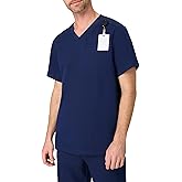 Hanes Mens Scrubs Healthcare Top, Scrub Shirt for Men, Moisture-Wicking & Odor Control, One Pocket
